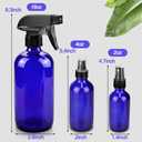 Worldgsb Glass Spray Bottles, 16oz*2+4oz*2+2oz*4 Refillable Containers, Empty Boston Round Bottles with Adjustable Nozzle for Cleaning, Gardening, Aromatherapy, Pets, Plant, Hair - Blue