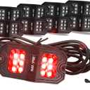 SUNPIE 8 Pods Quick Connect Red Rock Lights, 18 Wide Angle Chips, 4M Extension Wires Each Light, Mounting Pads, IP67 Waterproof, Fits for Trucks Trailer SUV ATV UTV