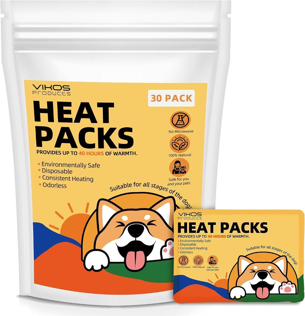 30-Pack Disposable Heat Packs for Newborn Puppies & Small Pets, Portable Puppy Warmers for Crates, Travel & Anxiety Relief, No Electricity Needed, Provides Up to 40 Hours of Safe Odorless Warmth