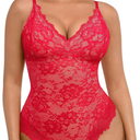 FeelinGirl Shapewear Bodysuits for Women Lace Shapewear Tummy Control V-Neck Sleeveless Bodysuit Tops Jumpsuit S