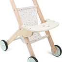 Wooden Baby Walker Doll Stroller, Baby Push Walker, Shopping Cart Learning Walk for Boys and Girls, Wood Push Toys for Toddler Learning to Walk, 11.5x18.2x19.7 inches