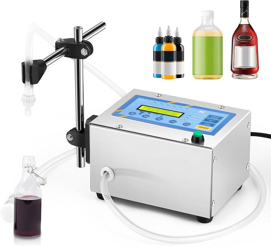 Hanchen Liquid Filling Machine 1118 Ounce Bottle Filler Machine Automatic Liquid Dispenser Electric Digital Control Diaphragm Pump for Water Juice Cosmetic Oil Single Heads One Year  110~220V