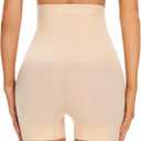 Womens Seamless Shaping Boyshorts Panties, High Waisted Shapewear for Women Tummy Control Shorts for Under Dresses (Beige)