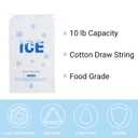 100 PACK 10 lb. Plastic Ice Bags with Cotton Draw String 12 x 21 Inch Heavy-Duty Plastic Ice Storage Bags with Draw String (2mil Thickness)