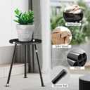 KINNARY Plant Stand Indoor, Mid Century Wood Plant Stand Black Plant Table for Flower Pots, Tall Metal Plant Holder, Modern Home Decor Small Round Side End Table (11.8"x16")
