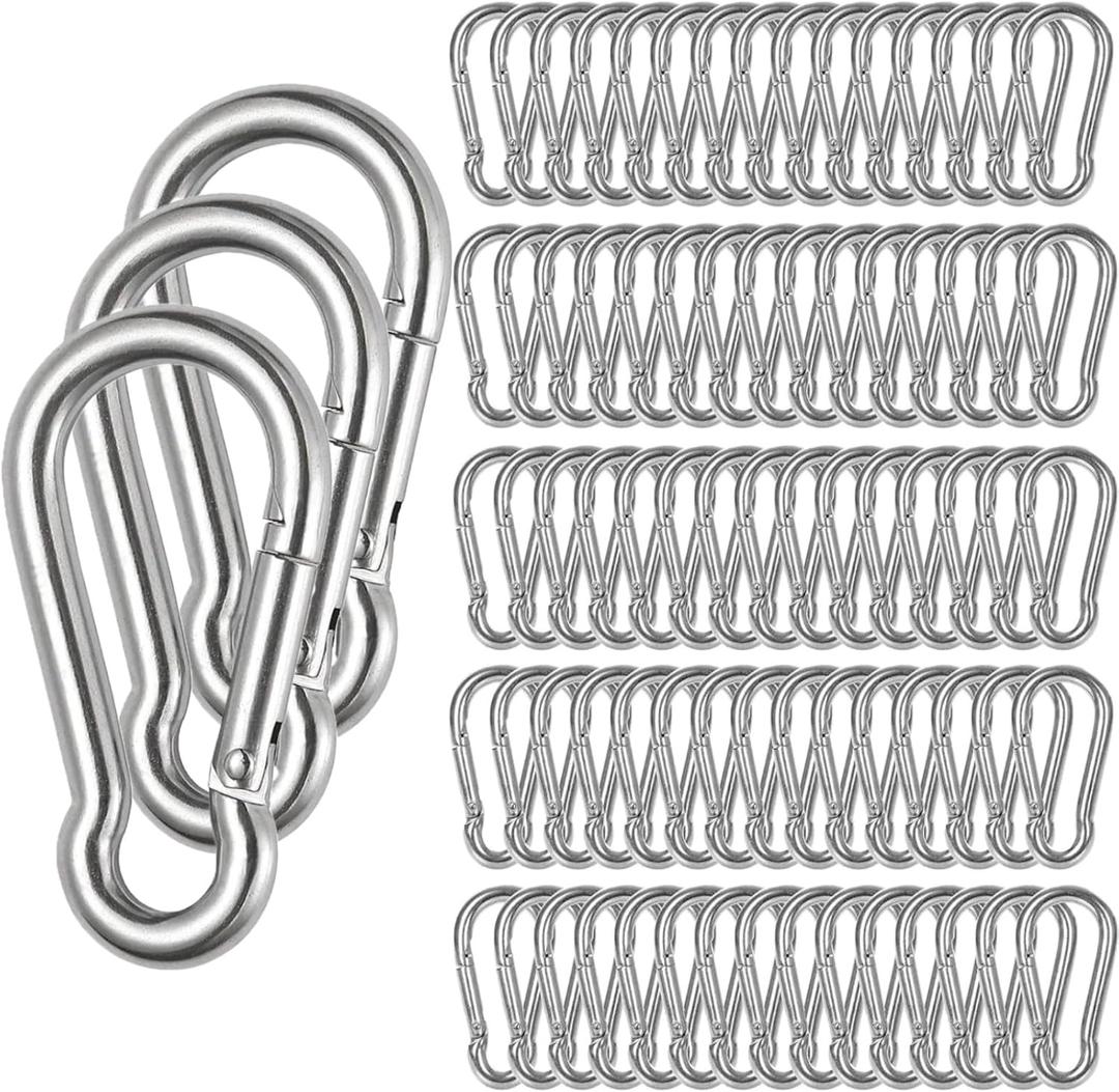 Spring Snap Hooks M5 M6 M8 M10 Carabiner Heavy Duty Carabiner Clips Galvanized Steel Quick Links Caribiniers Hammocks Hooks for Camping Hiking Outdoor Swing Pet Leash Gym