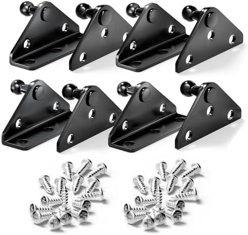 Vepagoo 10MM Ball Stud Mounting Bracket for Gas Shock Spring Strut Prop Lift Support with 4pcs L-Type, 4pcs Flat-Type and 32pcs Screws, Set of 8 (Only Fits 10mm Ball Head)