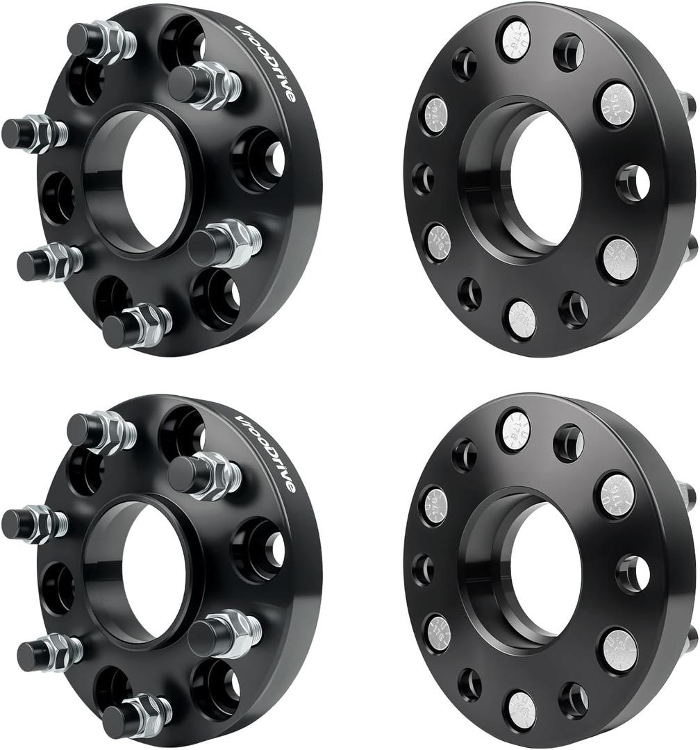 6x5.5 to 6x5.5 1" Wheel Spacers | Forged Spacers with 6 Lug 78.1mm 14x1.5 Studs | Black Wheel Spacers Adapters 4PC