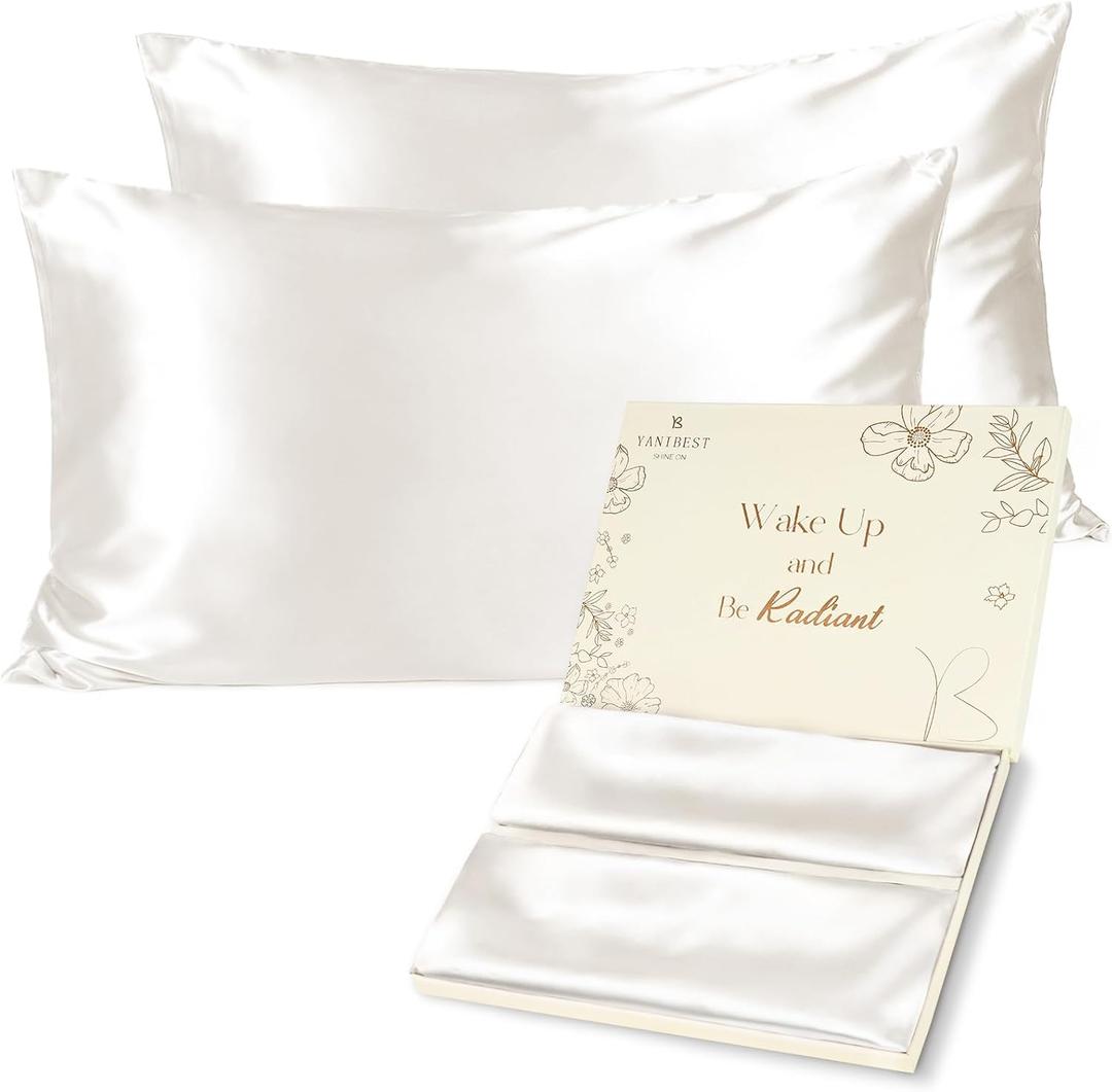 Yanibest Satin Pillowcase, King Size Pillow Cases Set of 2 - Silk Pillow Cases for Hair and Skin with Zipper, Silk Pillow Cases King for 20"x36", Exquisite Packaging for Women Men