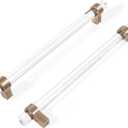 Glass Crystal Champagne Bronze Cabinet Pulls, 7-1/2 Inch Brass Drawer Handles (192mm, 10 Pack)