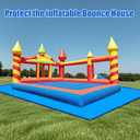 Bounce House Mat 197x118 Inch Heavy-Duty Waterproof PE Pad for 15ft Inflatable Bouncers, Jumping Castles Protective Underlay Pad with 10 Metal Ground Stakes and Reinforced Edges