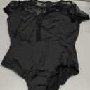 SEBOWEL Women Long Sleeves Mesh See Through Jumpsuit Bodysuit Top Leotard Small, Black 