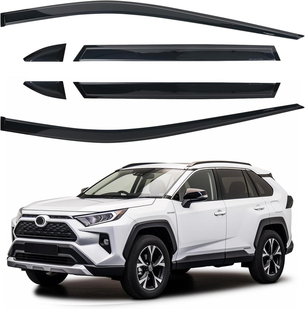 Side Window Visor 6 Piece Set for Toyota RAV4 2019 2020 2021 2022 2023 2024 Safe RAIN Out-Channel Guard Deflector Window Deflectors Vent Deflectors (for RAV4 19-25 6-Piece Set)