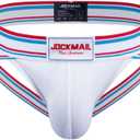 JOCKMAIL Jockstrap Athletic Supporters for Men Jock Strap Male Underwear for Gym Sport (Medium, White)