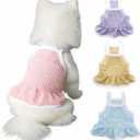 4 Pieces Dog Dress for Small Dogs Girl,Puppy Sleeveless Clothes Pet Pullover Vest Skirt,Cute Dress Pet Dog Shirt Breathable Outfits for Small Dogs Puppy Cats Girl Apparel (XS) (XS(Chest : 11.8"), Solid Color)