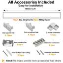 10-Pack 3.3ft/1Meter U Shape LED Aluminum Channel System with Milky Cover, End Caps and Mounting Clips, Aluminum Profile for LED Strip Light Installations, Very Easy Installation