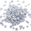 Lanyani 200 Pieces Glass Mosaic Tiles, 4-Shapes Mixed Stained Glass Pieces Tile for Crafts,Light Grey