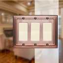 Monarch Abode Rocker Light Switch Cover Plate 3-Gang Antique Copper Decorator Wall Plates, Architectural Decorative Outlet Covers Wall Plates for Receptacle, GFCI Electric Outlet Cover, Pack of 1