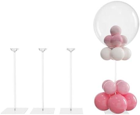 YALLOVE Clear Acrylic Tabletop Balloon Stand Kit, 15.75 Inch 4 pack Balloon Stick Holder with Base for Table Top Centerpiece Party Decoration (Balloons Not Included)
