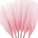 6 PCS Faux Pampas Grass Arrangement - 18"/45cm Artificial Fluffy Pompous Grass Stems for Boho Chic Home and Wedding Decor (Light Pink Gradient)