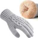 Winter Gloves for Women Cold Weather Warm Touch Screen Fleece Lined | Womens Winter Thermal Gloves,Dual-Layer Knit Elastic Cuff Texting Glove, Men Soft Mittens,Running Driving Hiking Cycling,Gift (Gray)