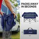 Double Camping Chairs Padded Loveseat Chair for 2 Person - Heavy Duty Oversized Camping Couch for Adults Outdoor Lawn Beach - Portable Folding Sofa with Cup Holders and Carry Bag, Navy Blue