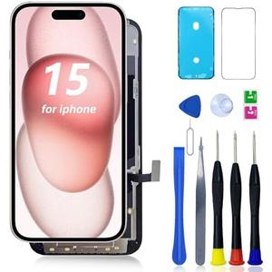 FNKJYND INCELL LCD for iPhone 15 Screen Replacement 6.1 Inch for iPhone 15 LCD A3090 A2846 A3089 A3092 Display and Touch Digitizer Full Assembly with Repair Tool kit