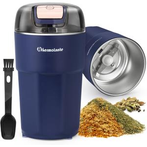 Herb Spice Grinder, One-key Electric Grinder with 304 Stainless Steel Blades and Cleaning Brush, Electric Grinders for Herb, Spices, Coffee, Nuts, Seeds, etc.