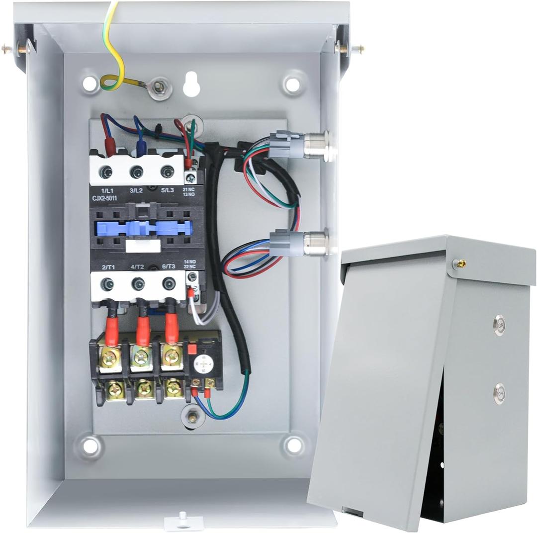 14.5 Hp 3 Phase Magnetic Motor Starter, 208-240V 10.8kW 28-45 Amp Magnetic Switch for Motors, Ample Wiring Space NEMA 3R Rated Motor Starters for Indoor/Outdoor Use (3-Phase 45A)