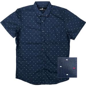 Molokai Surf Button Down Slim Fit Hawaiian Short Sleeve Shirts (Large, Fish Bones (Navy))