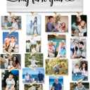 Baby Family Picture Frames Collage Wall Decor, Photo Wall Display, Hanging Photo Display with Clips, New Grandma Gifts, First Time Grandma Grandparents Gifts, My First Year Baby Frame, 16x5 inch