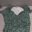 MSBASIC Dresses for Women 2025 Summer Cross Wrap Floral Dress Short Sleeve Summer Dress(A-Green Floral, X-Large)