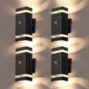 LMP 4 Packs Dusk to Dawn Outdoor Lighting, Wall Sconce with 5w LED Bulbs, Outside Lights for House IP65 Waterproof Aluminum Up and Down Outdoor Lights for House, Garage, Porch, Doorway