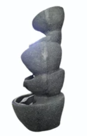 SereneLife Premium 4-Tier Stone Tabletop Water Fountain, Indoor/Outdoor Decor, Adjustable Pump Stone Water Fountain