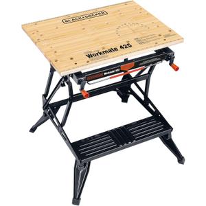 BLACK+DECKER Portable Workbench, Workmate Folding Workbench, 550 lb. Capacity with Clamps for Woodworking (WM425-A)