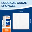 Kingstar 200 Count 4x4 Inch Gauze Sponges 8-Ply