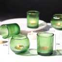 30pcs Assorted Ribbed Votive Candle Holders, Glass Holders Bulk for Wedding, Tea Light Candle Holder for Baby Shower St. Patrick's Day Table Centerpiece, Party and Home Decor Green