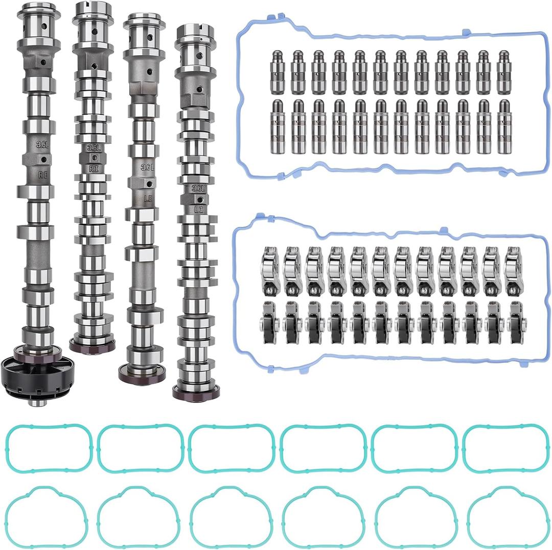 Intake & Exhaust Camshaft Kit with Rocker Arms Lifters and Gaskets Compatible with 2016-2024 Dodge Chrysler Jeep Ram 3.6L Pentastar V6 Engine Replace# 5047912AC 5047913AC 5048029AC 5048030AC 5047896AC