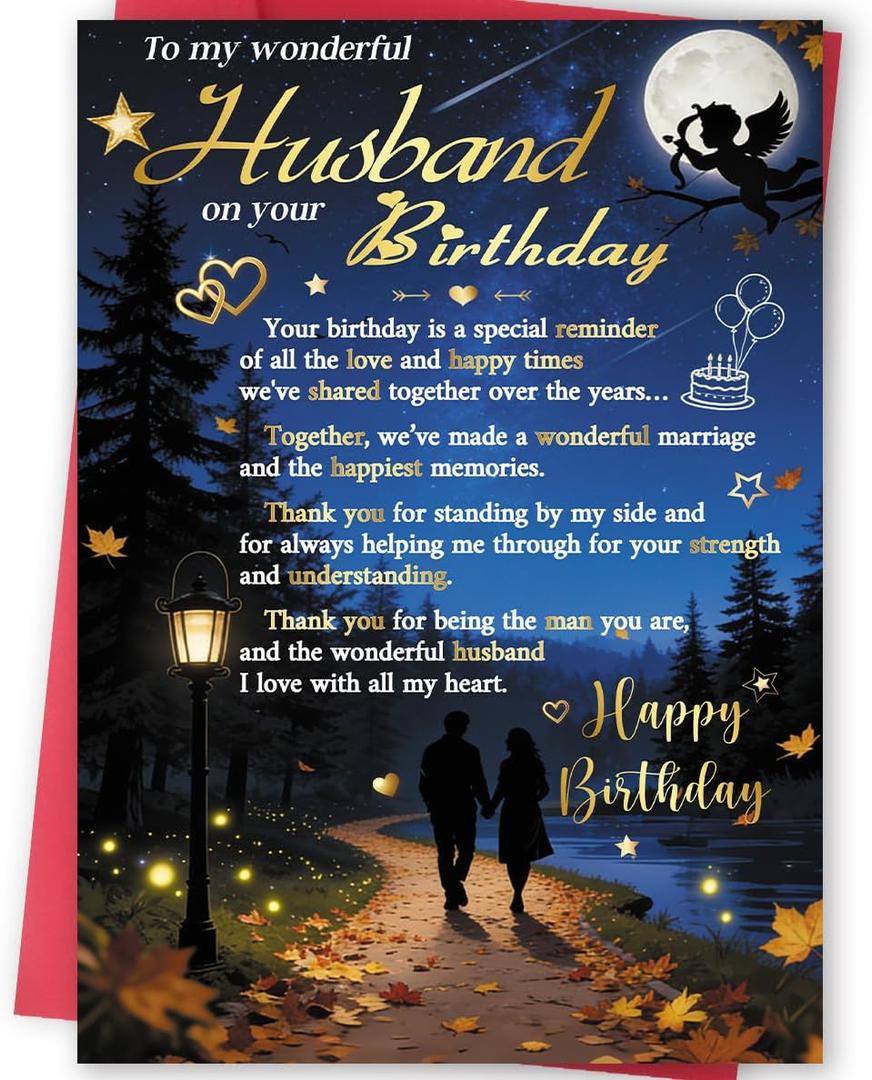 5 x FANCYLUCKY Funny Birthday Card for Husband, Romantic Husband Birthday Card Gifts from Wife, Bday Decoration for Husband