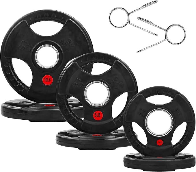 Fitvids Olympic Cast Iron 1-Inch Weight Plate for Strength Training & Weightlifting Home Gym, 2.5/5/10LB (Pairs)