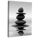 LZIMU Black and White Zen Wall Art Stones in Water Pictures Print on Canvas for Bathroom Yoga Meditation Spa Room Living Room Bedroom Wall Decorations Framed (Zen-1, 16"x20" (40x50cm))