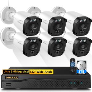 OOSSXX Full HD 5MP Definition Wired Security Camera System Outdoor Home Video Surveillance Cameras CCTV Camera Security System DVR Outside Surveillance Video Indoor