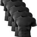 Dalavch 2 Pack Men’s Compression Shirts Short Sleeve Cool Dry Sports Athletic Workout Base Layer Undershirt T-Shirt Tops 5 Black Medium