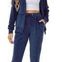 Velour Track Suits for Women Set Fall Sweatsuits 2 Piece (Blue, L)