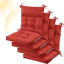 Sintuff 4 Pcs 44 x 21 x 4 Patio Chair Cushions Outdoor Chair Cushion Seat/Back Tufted Pillow with Ties Water Resistant Replacement Indoor Patio Furniture Outdoor Furniture (Solid Color,Red)