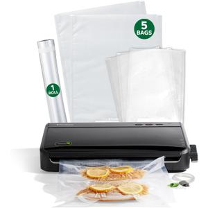 FoodSaver Vacuum Sealer Machine, Automatic Bag Detection, Sous Vide Friendly, with sealer bags, roll, handheld vacuum sealer, black