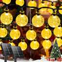 2-Pack 64FT 100 LED Crystal Globe Solar Christmas String Lights Outdoor, Waterproof Solar Lights for Outside, 8 Lighting Modes Christmas Decorations for Garden Yard Porch Wedding Patio(Warm White)