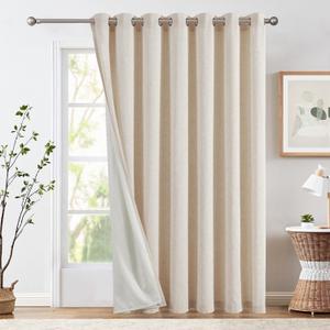 jinchan Lined Curtains 90 Inches Long for Living Room Darkening 1 Panel, Light Filtering Beige Curtains Patio Doors Extra Wide 100 Inch Non-See-Through Privacy Room Divider Grommet Drapes 100" Wide