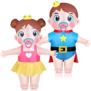 2 Pcs Inflatable Baby Costume for Adults Blow up Costume Gender Reveal Baby Shower Costume Halloween Cosplay (Royal)