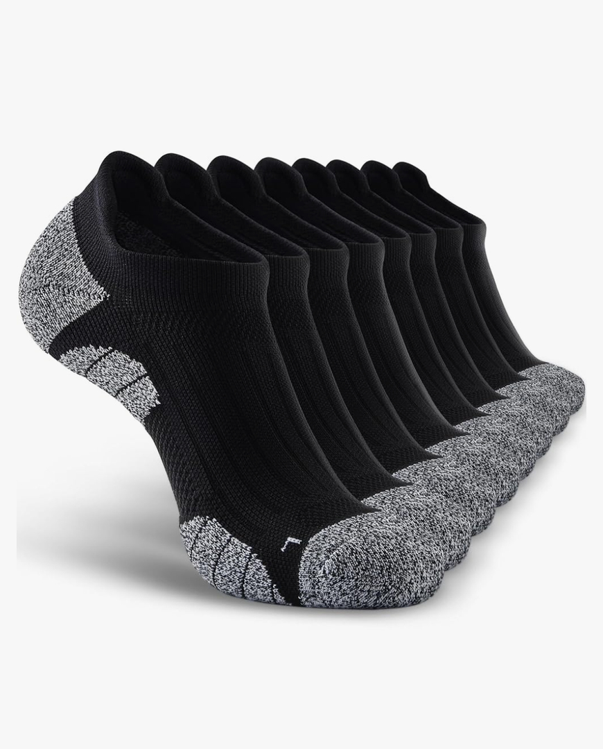 Men's No Show Compression Athletic Socks, Cushioned for Running Hiking XL